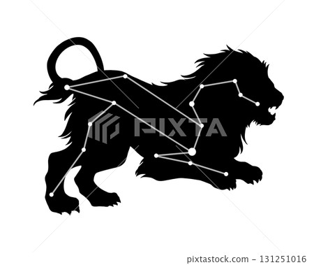 獅子座剪影圖（獅子和星座線條） 131251016