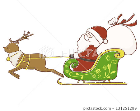 聖誕老人乘坐馴鹿雪橇的插圖 131251299