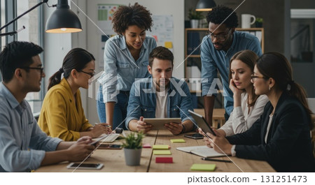 Men and women having a meeting in the office 131251473