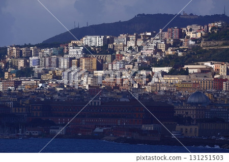 Residential buildings on the hills of Naples at dusk 131251503