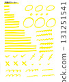 Handwritten, marker lines, circles, wavy lines, analog, yellow 131251541