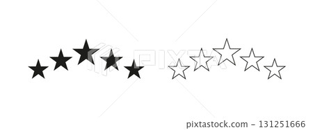 Black Star Rating Icons in half circle shape for Website or App. 131251666