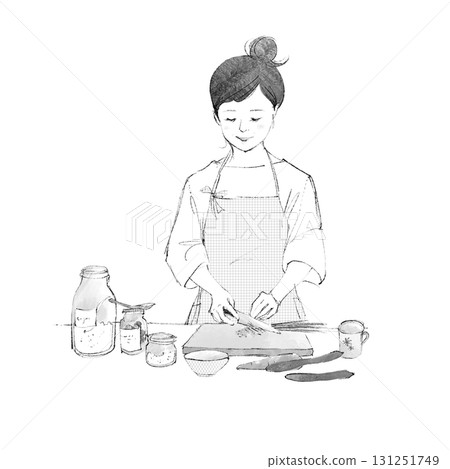 站在廚房裡的女人單色 131251749