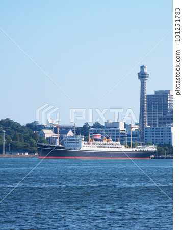 Cityscape of the Hikawa Maru and Marine Tower seen from Osanbashi Pier (August 2025) 131251783