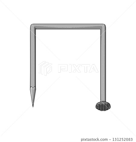 Nail or Hobnail Stainless Steel and Iron Pins on White Background. Construction and Wooden Work Equipment. Vector Illustration. Nail or Hobnail Stainless Steel and Iron Pins on White Background. Construction and Wooden Work Equipment. Vector Illustration. 131252083