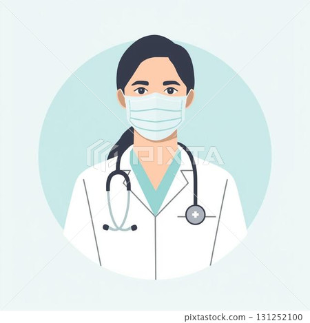 Illustration of a doctor wearing a mask 131252100