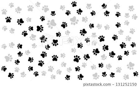 Abstract Paw Prints Pattern on White Background. Animal Paw Prints. 131252150