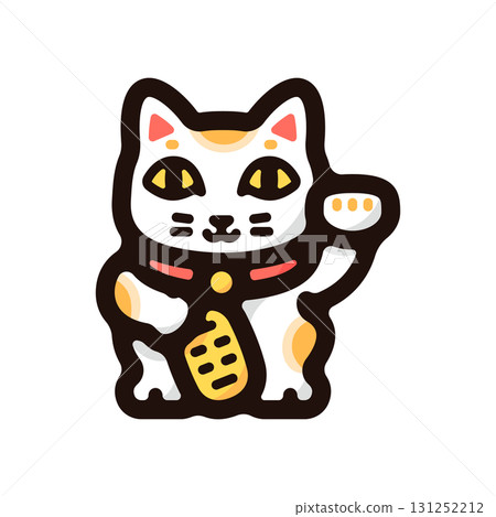 招財貓插畫圖示（傳統工藝品、紀念品、日本材料） 131252212