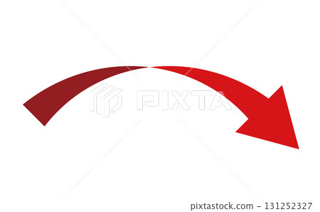3D style curved arrow, single, red 3D style curved arrow, single, red 131252327