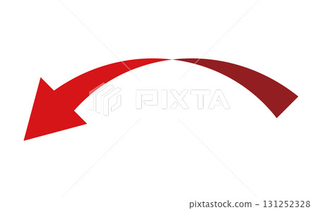 3D style curved arrow, single, red 3D style curved arrow, single, red 131252328
