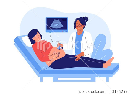 Illustration of Prenatal Ultrasound and Pregnancy Monitoring Illustration of Prenatal Ultrasound and Pregnancy Monitoring 131252551