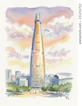 樂天世界大廈,韓國首爾的地標建築,高聳入雲,可欣賞日落、夜景 樂天世界大廈,韓國首爾的地標建築,高聳入雲,可欣賞日落、夜景 131252722