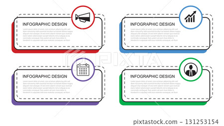 4 infographics data with business symbol template. Illustration business abstract background. 131253154