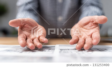 First-Person View of Hands Explaining Mortgage Terms with Visual Aids First-Person View of Hands Explaining Mortgage Terms with Visual Aids 131253400