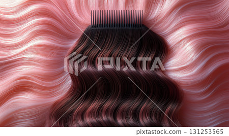 Wavy strand of hair, created using Generative AI technology. 131253565