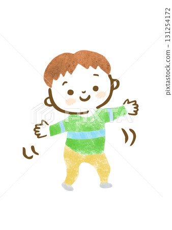 一個蹣跚學步的男孩的手繪插圖 一個蹣跚學步的男孩的手繪插圖 131254172