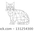 Polygonal line art illustration of a cat, modern design using geometric patterns 131254300