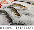 Fresh Fish Display on Ice at Seafood Market for Culinary Use 131254381