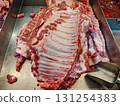 Fresh Pork Cuts on Display at Butcher Shop for Purchase and Cooking 131254383