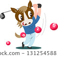 2026 Year of the Horse New Year's Card Illustration Golf 131254588