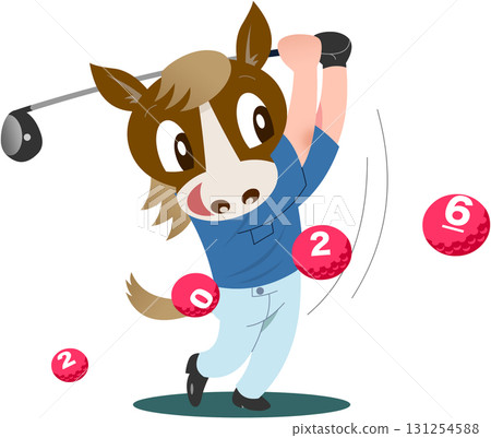 2026年新年賀卡插圖高爾夫 131254588