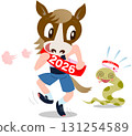2026 Year of the Horse New Year's Card Material Illustration Marathon 131254589