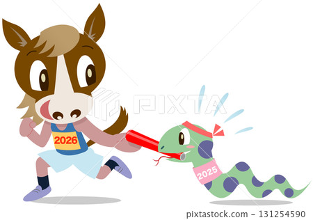 2026年馬年新年賀卡材料插圖接力棒傳遞 131254590