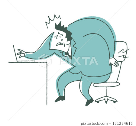 因伏案工作而背痛的老人_面向左側 因伏案工作而背痛的老人_面向左側 131254615