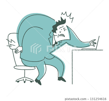 因伏案工作而背痛的老人_正面 131254616