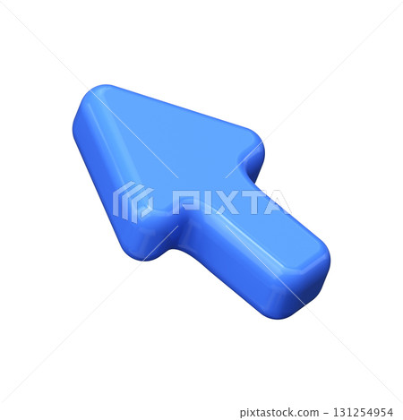 Blue 3D Directional Arrow Left Up Blue 3D Directional Arrow Left Up 131254954