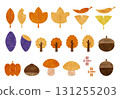 Watercolor style warm autumn material set 131255203