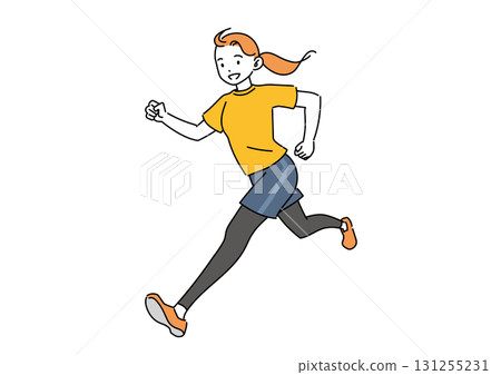 Smiling woman running Smiling woman running 131255231