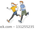 Smiling men and women running 131255235