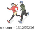 Smiling men and women running 131255236