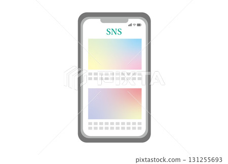 A smartphone displaying a fictitious photo posting social networking site 131255693