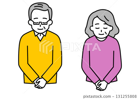 一群老年男性和女性鞠躬 131255808