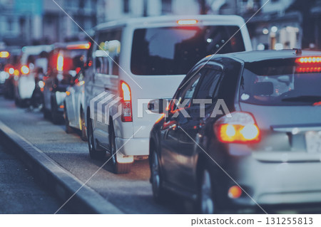 Traffic jam road scene Traffic jam road scene 131255813