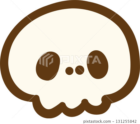 Cartoonish Skull Icon with Brown Outline 131255842