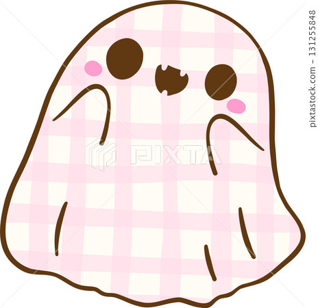 Cute Coquette Gingham Halloween, Kawaii Checkered Pastel pink Ghost Hand Drawn Cute Coquette Gingham Halloween, Kawaii Checkered Pastel pink Ghost Hand Drawn 131255848