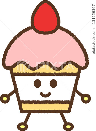 卡通風格的美食圖示：草莓糖果 131256367