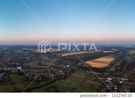 Aerial Summer Rural Villages and Farmlands 131256510