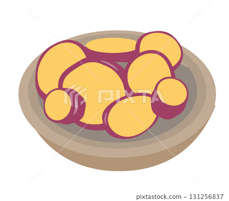 煮紅薯 用甜醬燉的紅薯 向量插圖 煮紅薯 用甜醬燉的紅薯 向量插圖 131256837