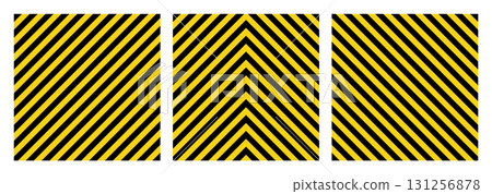 Warning sign with yellow and black diagonal lines. Attention, danger or caution symbol. Construction site signage, road safety notice, hazard banner, security alert shield. Vector illustration Warning sign with yellow and black diagonal lines. Attention, danger or caution symbol. Construction site signage, road safety notice, hazard banner, security alert shield. Vector illustration 131256878