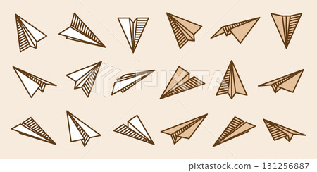 Realistic handmade paper planes collection on transparent background. Origami aircraft in flat style. Vector illustration. Realistic handmade paper planes collection on transparent background. Origami aircraft in flat style. Vector illustration. 131256887
