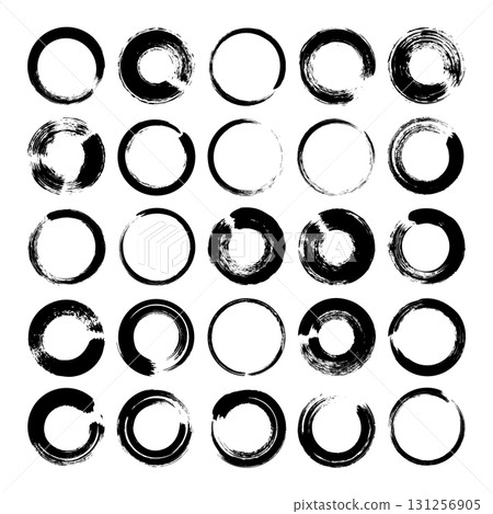 Grunge circles, brush strokes, lines, ink smudges, hand-drawn scribble shapes. Handmade sketchy marks, acrylic stains, charcoal streaks. Paint textures, dry brush effect. Vector illustration Grunge circles, brush strokes, lines, ink smudges, hand-drawn scribble shapes. Handmade sketchy marks, acrylic stains, charcoal streaks. Paint textures, dry brush effect. Vector illustration 131256905