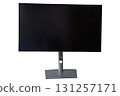 Black computer monitor screen isolated on white background, front view 131257171