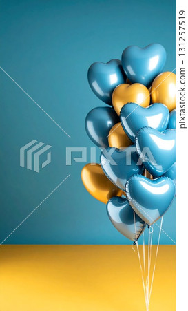 Vertical size Heart balloon background AI generation 131257519