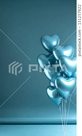 Vertical size Heart balloon background AI generation 131257622