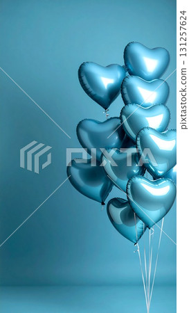 Vertical size Heart balloon background AI generation 131257624