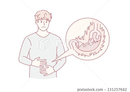 Heartburn and digestive problems concept Heartburn and digestive problems concept 131257682